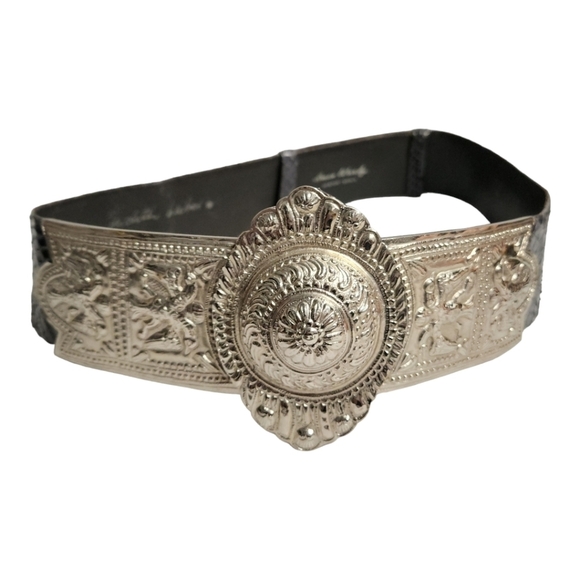 RARE JUDITH LIEBER Python Leather Metal Buckle Belt - Picture 6 of 15